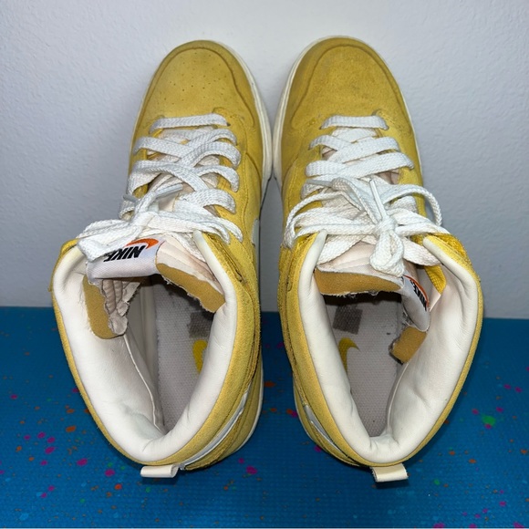 Rare Nike Mens Dunk High top AC 398263-700 Suede Varsity Maize Yellow Size 11 - Picture 7 of 10
